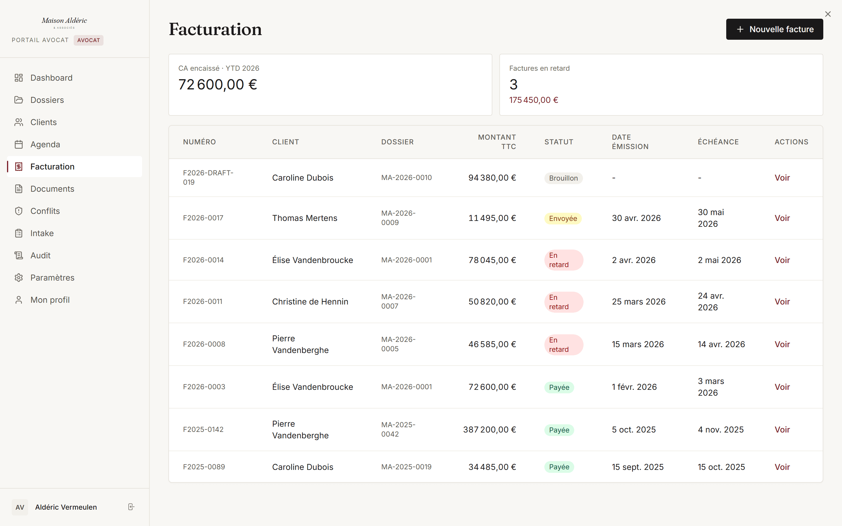 Lawyer portal — billing