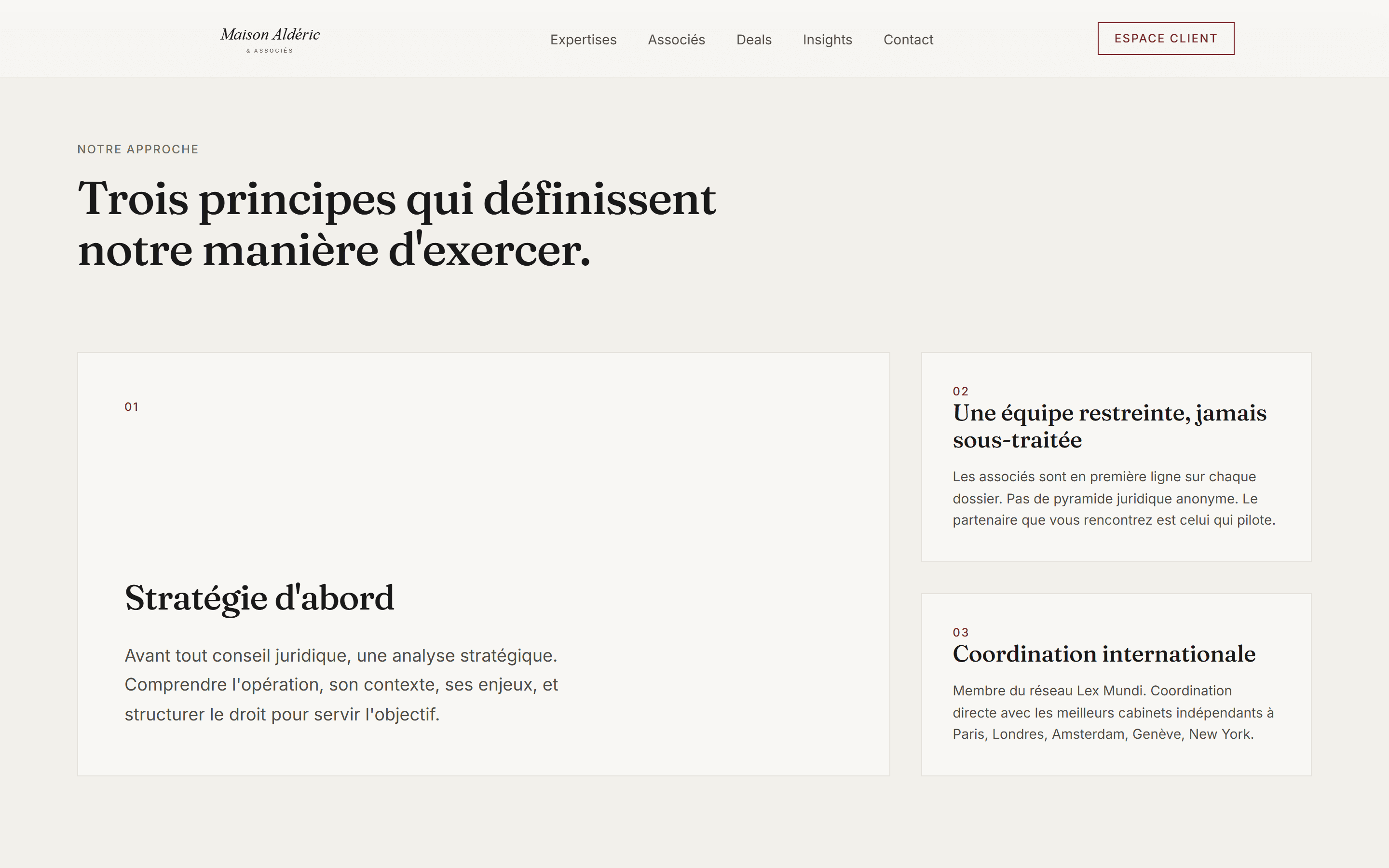 Maison Aldéric — principles