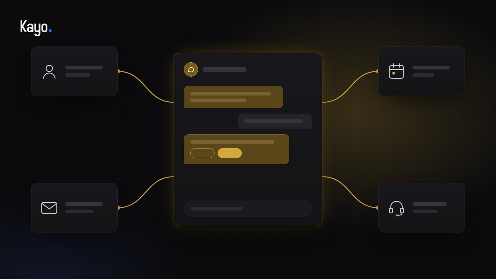 Une fenêtre de discussion reliée à une fiche contact, à un calendrier, aux e-mails et à un relais vers une personne