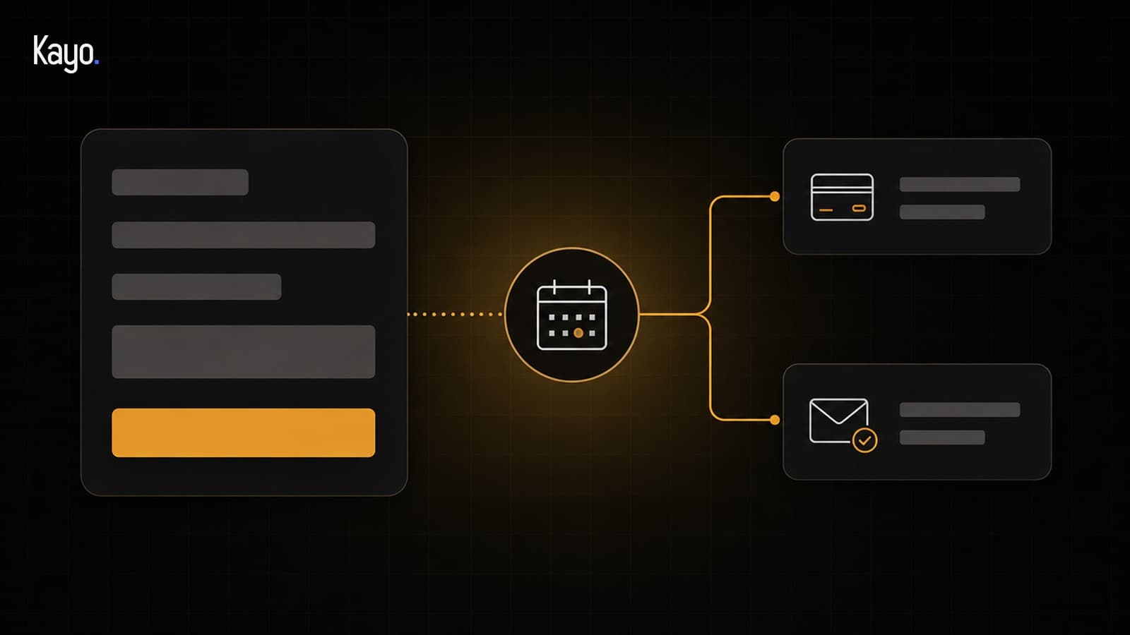 Illustration : un calendrier connecté à une carte de paiement et un e-mail de confirmation